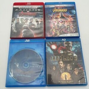 Marvel Blu-ray Lot Avengers Age of Ultron Infinity War Iron Man 2 Spider-Verse